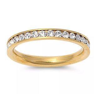 Size 9 1/2 Stainless Steel Eternity Band Gold Ring NEW